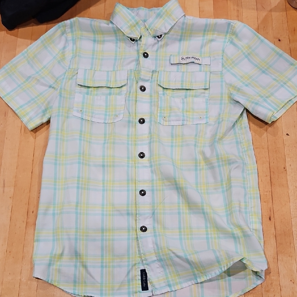 Magellan Kids Plaid Button-Down Shirt - Light Blue and Yellow